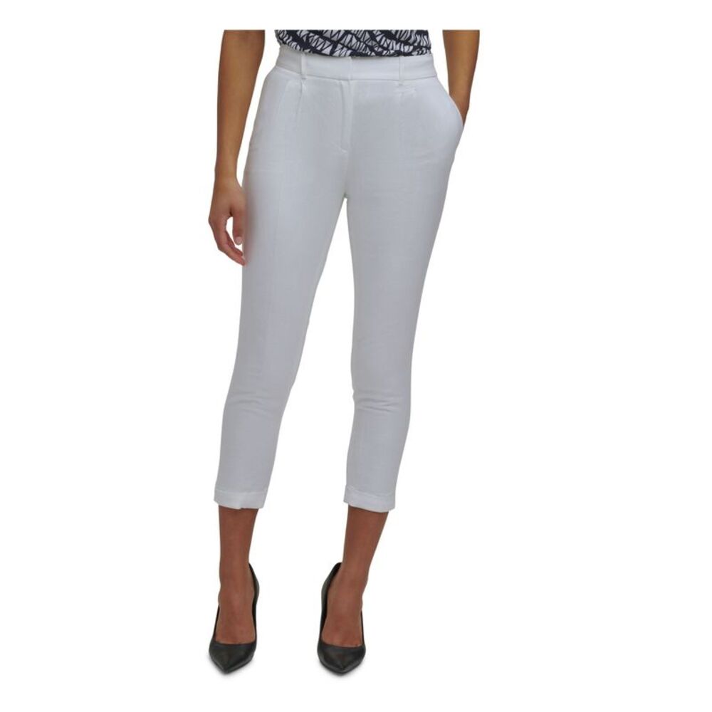 CALVIN KLEIN Womens White Slim-fit Ankle Mid Rise Skinny Pants Petites 2P